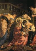 TINTORETTO, Jacopo The Birth of John the Baptist, detail ar oil on canvas